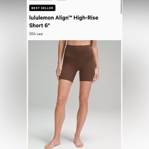 NWT lululemon size 4 align high rise shorts